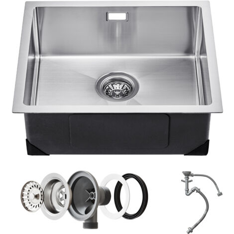 Mophorn Fregadero de cocina de 50 cm, lavabo bajo encimera de acero inoxidable 304, cuenco individual con accesorios, para RV, cocina de preparación, lavadero, bar