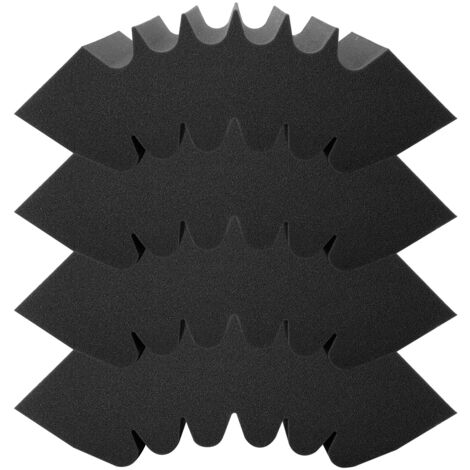 Mophorn Paneles de espuma acústica, paquete de 4, 16,5 x 6,3 x 12 pulgadas, adhesivos, resistentes al fuego, para paredes y techos de estudio, color negro