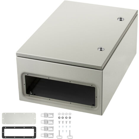 Mophorn Caja eléctrica para interior y exterior de acero NEMA 4X, 24 x 16 x 10 in, resistente al agua IP66, placa de montaje, color gris (1/5)