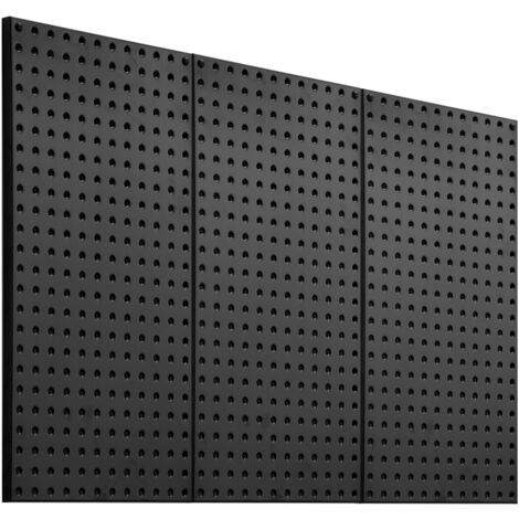 Mophorn Paneles perforados de metal de 24" x 12", 3 paneles de acero resistentes, organizador de pared para garaje, oficina, cocina, color negro