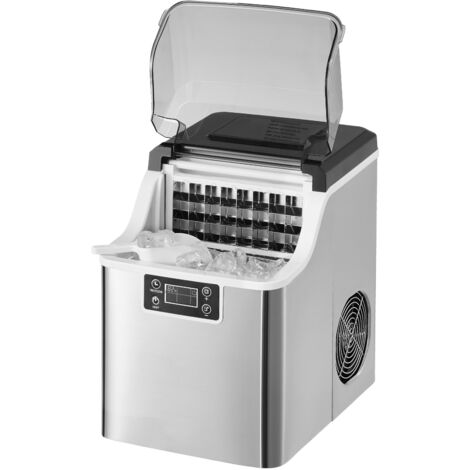Mophorn Máquina para hacer hielo de encimera, 24 cubitos listos en 15 minutos, producción de hielo de 45 libras en 24 horas, modelo portátil autolimpiante con pala (1/5)