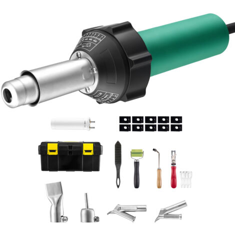 Mophorn Soldador de aire caliente para plástico, pistola de calor de 1600 W, temperatura de 122 a 1112 ℉, soldadura de vinilo PVC TPO, kit para techos de plástico, incluye 11 accesorios.