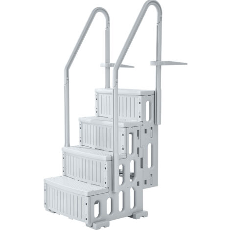 Mophorn Escalera para piscina, 4 escalones, pasamanos dobles con escalones antideslizantes de alta resistencia, carga máxima de 400 lb para piscinas enterradas