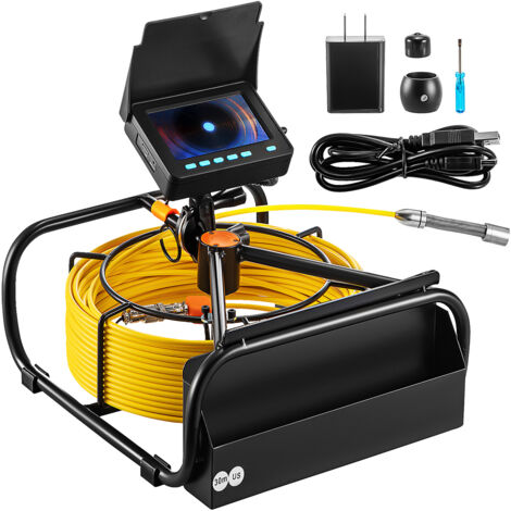 Mophorn Cámara de alcantarillado,98 pies/30 m,cámara de inspección de drenaje de 4,3 pulgadas con luces,6 LED ajustables,tarjeta de 16 GB,zoom 3X,batería de 8500mAh,resistente al agua IP68
