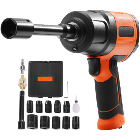 Mophorn Llave de impacto neumática de 1/2 pulgada, torque de 1400 ft-lbs, pistola neumática liviana con juego de dados CR-V de 11 piezas y estuche de transporte