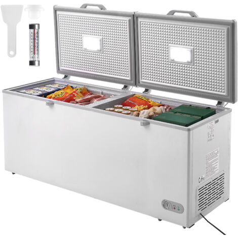Mophorn Congelador horizontal de 561 L con Tapas de Doble Cierre Divididas Congelador Comercial Independiente y 4 Cestas Extraíbles Temperatura Ajustable de 7 Niveles Luz LED 6 Ruedas (1/5)