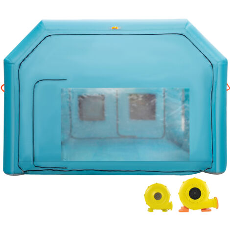 Mophorn Tienda Inflable de 7 x 4 x 2,5 m, Tienda de Campaña para Coche con Sistema de Filtro de Aire y 2 Sopladores, para Garaje de Motocicletas, Estación de Trabajo de Pintura Automática y Más