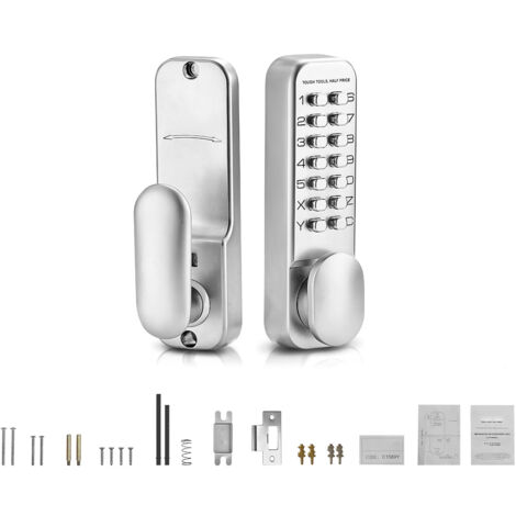 Mophorn Cerradura mecánica sin llave para puerta, cerradura con teclado mecánico de 14 teclas, cerradura de puerta impermeable de acero inoxidable de un solo lado