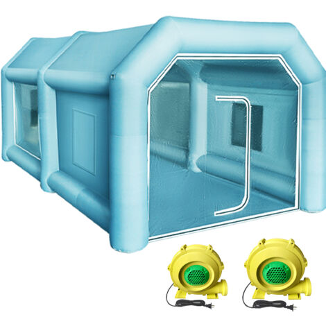 Mophorn Cabina de Pintura Hinchable 4x2,5x2,2 m Carpa de Pintura Hinchable para Automoción Fabricada en Tela Oxford 210D con 2 Potentes Sopladores, Estación de Trabajo para Pintura, Garaje, Taller