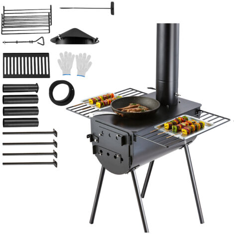 Mophorn Estufa de leña 2620 mm estufa portátil para tienda de campaña de acero de aleación con 8 tubos de chimenea y guantes estufa cálida para tienda de campaña para cocinar y calentar al aire libre