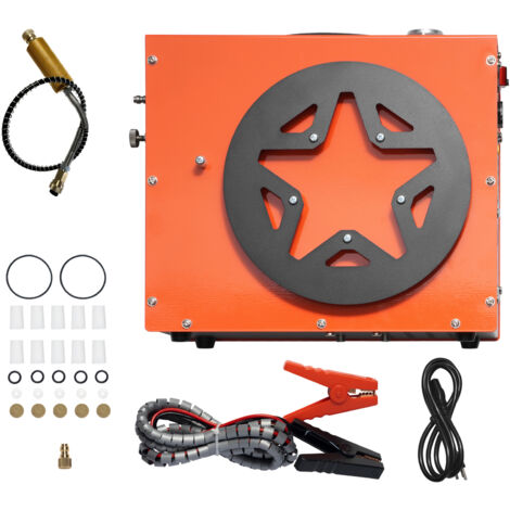 Mophorn Compresor de Aire PCP Portátil 30 MPa Refrigeración por Agua Ventilador Incorporado Apagado Automático Compresor de Tanque de Paintball DC 12 V / AC 230 V para Pistola de Aire Tanque de Buceo (1/5)