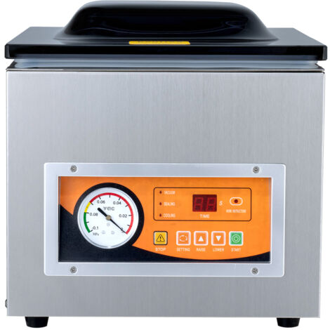 Mophorn Sellador al Vacío de Cámara 260 W Máquina de Envasado al Vacío de Acero inoxidable Tamaño Compacto de 260 mm para Cocina del Hogar Para Uso Comercial Para Alimentos Húmedos, Carnes y Adobos