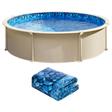 Mophorn Revestimiento para piscina elevada redonda de 18 pies, diseño superpuesto, vinilo de calibre estándar, se adapta a paredes de entre 48 y 54 pulgadas de altura