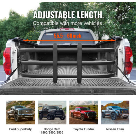 VEVOR Extension de Benne Camion Pick-up Rétractable 141-172,5x53x47 cm Rallonge de Benne en Alliage d'Aluminium pour Chargement Vollumineux Compatible avec Ford Super Duty Toyota Tundra GMC Sierra