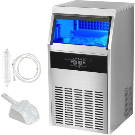 Mophorn Máquina para Hacer Cubitos de Hielo Comercial 47kg/24h, 50 Bandejas para Cubitos de Hielo Capacidad de Almacenamiento de 15 kg Autolimpieza Sin Instalación Independiente para Hogar, Restaurant