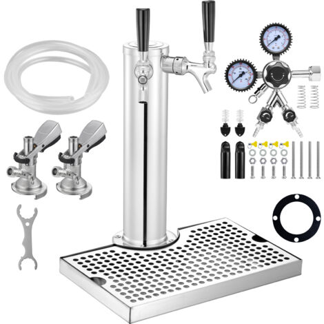 Mophorn Kegerator Tower Kit conversión de cerveza de un solo grifo dispensador de torre de cerveza de barril de acero inoxidable con regulador W21.8 de doble calibre y acoplador de barril de sistema A (1/5)