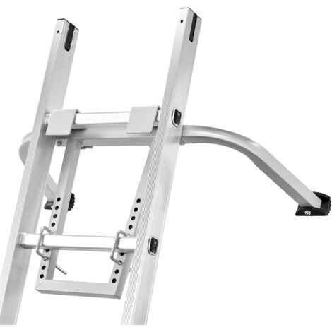 Mophorn Estabilizador de escalera, gancho de acero resistente para techo. Viene con accesorio de extensión de pared/ala. Brazos de separación de escalera estables para canalones de techo