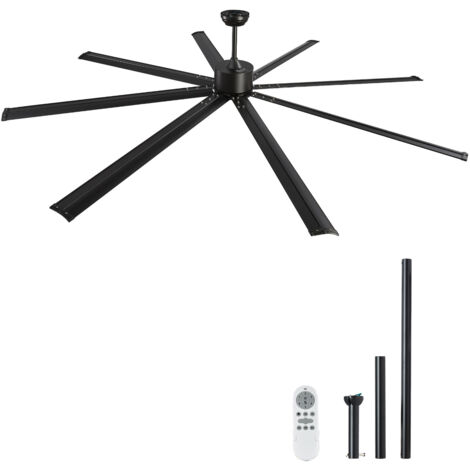 Mophorn Ventilador de techo sin luz de 244 cm, control remoto de 6 velocidades, 8 aspas de aluminio, motor de CC reversible, ventilador exterior moderno de perfil bajo con montaje empotrado