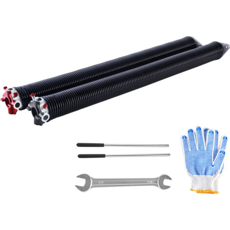 Mophorn Resortes de torsión para puertas de garaje, par de 0,234 x 2 x 28 pulgadas, 16 000 ciclos, revestimiento negro de electroforesis para reemplazo, viene con barras de bobinado antideslizantes