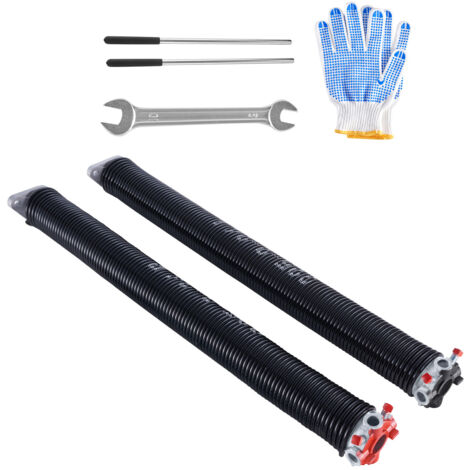 Mophorn Resortes de torsión para puertas de garaje: un par de 0,225 x 2 x 24 pulgadas, con capacidad nominal para 16 000 ciclos. Revestidos con electroforesis negra para facilitar su reemplazo