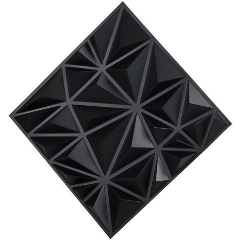 Mophorn Paneles de pared 3D, paquete de 33 baldosas de PVC con forma de diamante de 11,81 x 11,81 pulgadas, cobertura de 32 pies cuadrados, panel de pared con acento moderno, negro mate