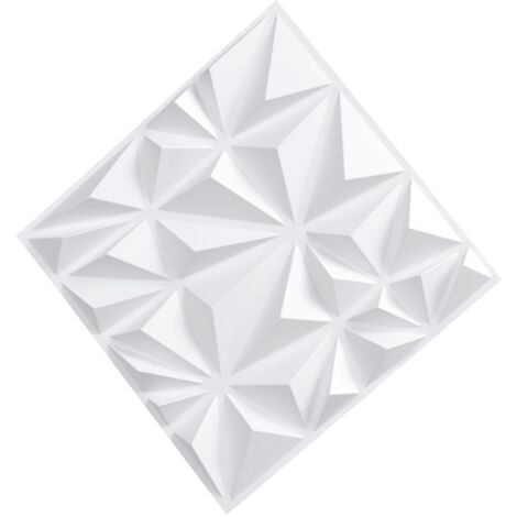 Mophorn Paneles de pared 3D de, paquete de 33 baldosas de PVC con diseño de rombos de 11,81 x 11,81 pulgadas, cobertura de 32 pies cuadrados, panel decorativo para techo, dormitorio, blanco mate