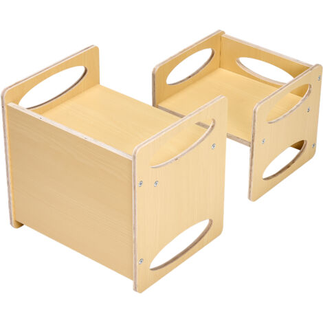 Mophorn Juego de mesa y silla de destete Montessori, juego de madera de altura ajustable para niños de 1 a 5 años, mesa de actividades para niños para leer, comer y jugar, color natural