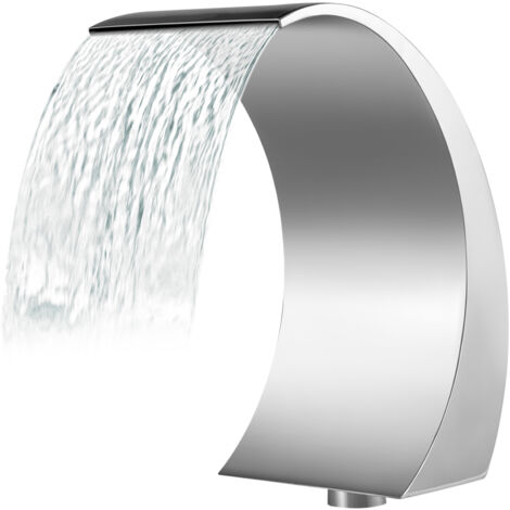 Mophorn Fuente de acero inoxidable para piscinas, 11.8x23.6x17.7 pulgadas, plateada, para piscinas enterradas, jardines, cascadas al aire libre, estanque con caída suave