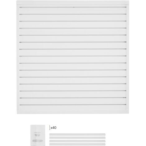 Mophorn Panel de pared de listones de PVC de 1,2 x 1,2 m, blanco, con diseño modular. Panel de listones ajustable y fácil de instalar, con estructura de acoplamiento y corte para bricolaje. (1/5)