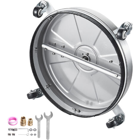 Mophorn Limpiador de superficies con hidrolavadora de 18", accesorio de acero inoxidable con 4 ruedas, 4000 PSI máx., mango doble y 2 boquillas de pulverización para limpieza de concreto (1/5)