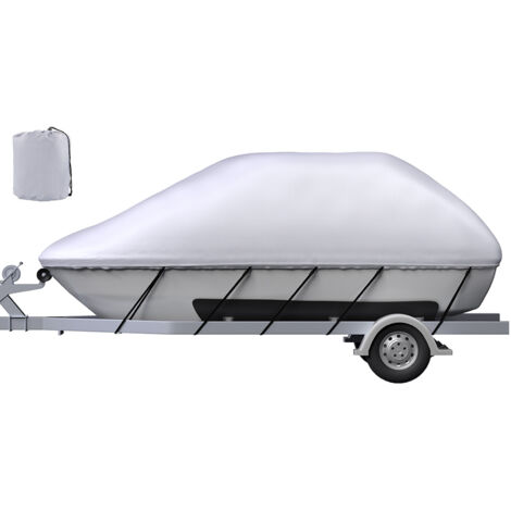 Hanured® Funda Impermeable Para Barco 17-19ft – Tela 600D Oxford Con Protección UV, Ajuste Elástico, Correas Ajustables, Ideal Para Casco En V, Tri-Hull Y Runabout