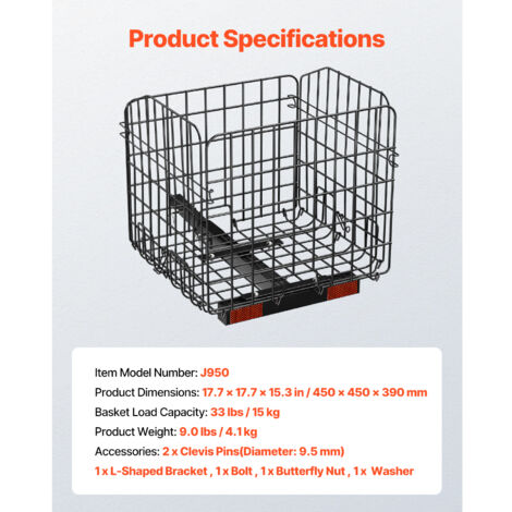 cesta trasera para scooter, cesta plegable de alambre de metal, resistente y espaciosa, funciona con receptor de 1 pulgada, compatible con la cesta trasera para scooter, cesta plegable de alambre de metal, resistente y espaciosa, funciona con receptor de 1 pulgada, compatible con la