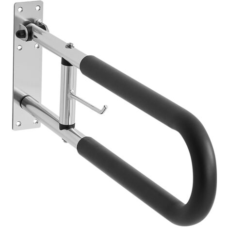 Mophorn Barra de Seguridad para Inodoro en Forma de U, Plegable, con Mango Antideslizante, Soporta hasta 136 kg, Ideal para Personas Mayores, con Discapacidad o Embarazadas
