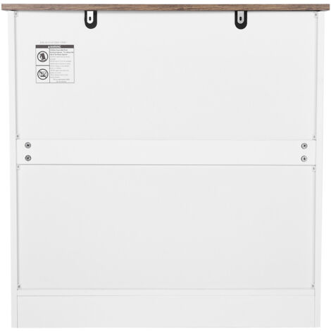 Mophorn Mueble bar de café estilo rústico de 80 x 35 x 80 cm con almacenamiento de 3 niveles, mesa de café con puerta tipo granero, aparador para entrada, cocina, en tonos marrón y blanco