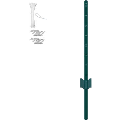 Mophorn Postes en T de 3 pies, paquete de 10, estacas de valla de metal duraderas, ideales para jardines, patios, cesped, granjas y recintos al aire libre, verde (1/5)