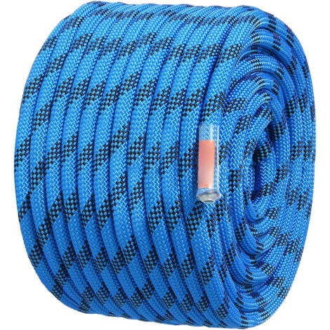 Mophorn Cuerda de escalada estática de 0.500 in, cuerda de escalada al aire libre 150 pies (45,7 m), tensión de rotura 30 kN, cuerda de fibra con mosquetones de acero para escape, rappel