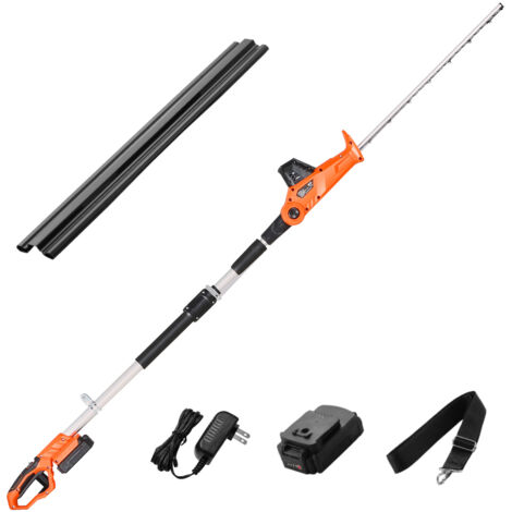 Mophorn Cortasetos Eléctrico, 1200 RPM Cortasetos de Pértiga Inalámbrico con Cuchilla de 510 mm, 5 Ángulos Ajustables, Batería de 20 V, Extensible de 1,9 m-2,4 m, para Ramas Altas para Jardinería