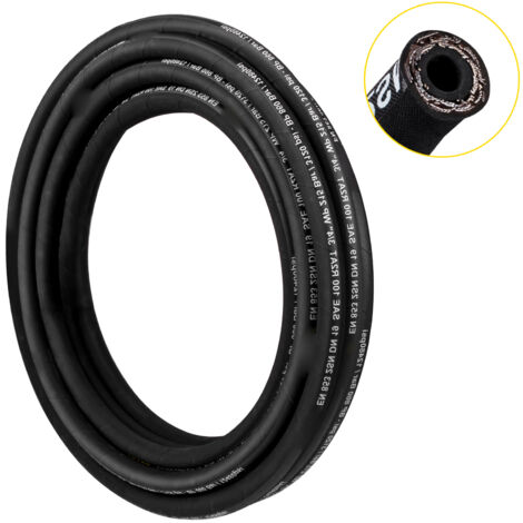 Mophorn Manguera Hidráulica de 15,2 m, Manguera Hidráulica en Espiral 3120 PSI, Manguera Hidráulica de Goma con 2 Trenzas de Alambre de Acero de Alta Resistencia, Manguera Hidráulica -20 ℃ a 140 ℃