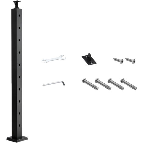 Mophorn Poste de barandilla de cable, 1 unidad de 91,4 x 5 x 5 cm con ángulo de 30°, fabricado en acero inoxidable SUS304, incluye soporte horizontal y curvo, color negro