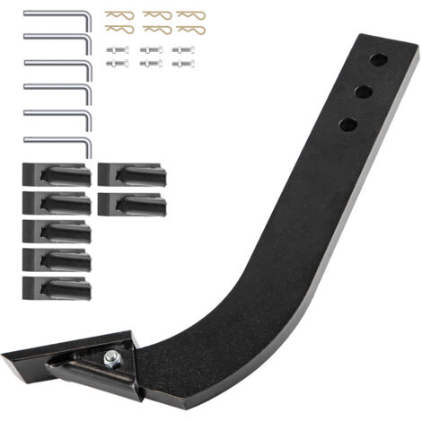 Mophorn Vástago de Hoja de Caja de 6 piezas, Vástago Escarificador de 16 Pulgadas, Vástago Raspador de Caja de 3 Orificios, Vástago Desgarrador con Dientes y Pasadores Cónicos Extraíbles, Negro