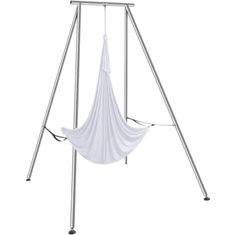 Mophorn Kit de Columpio y Hamaca Aerea para Yoga, Soporte de Yoga Profesional 295 cm de Altura, Hamaca Blanca de 6x2,6 m, Capacidad de Carga Máxima de 250 kg, para Fitness, Culturismo, Pilates, Blanco