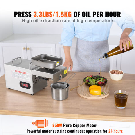 Prensa De Aceite Eléctrica Automática - 610W, Con Control De Temperatura Digital, De Acero Inoxidable, Para Uso Doméstico Y Comercial