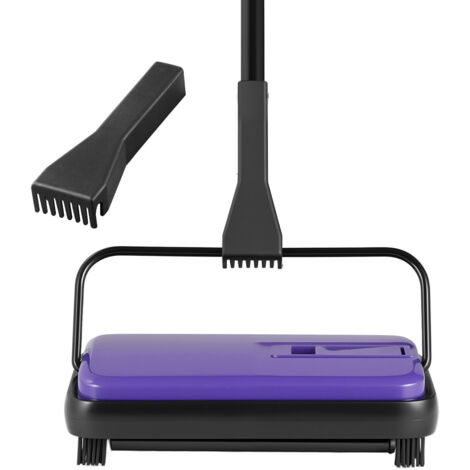 Mophorn Barredora manual de alfombras y pisos con depósito de 300 ml, fácil de vaciar, ancho de limpieza de 17 cm, ideal para alfombras de oficina y hogar, polvo y pelo de mascotas, color morado (1/5)