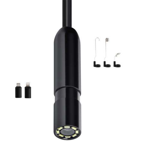 Mophorn Cámara endoscópica HD 1920P para Android e iOS, con cable semirrígido de 5 m, luces LED ajustables, zoom 2X e impermeabilidad IP67, ideal para inspección de automóviles y plomería
