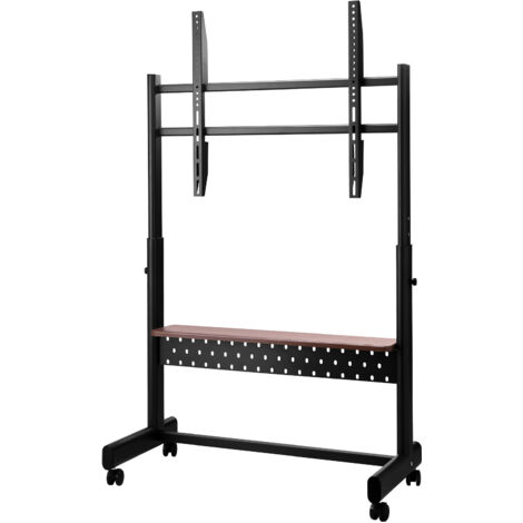 Mophorn Soporte móvil para TV con ruedas, compatible con pantallas de 1397-2540 mm, diseño ajustable en altura y estante integrado, soporta hasta 92,99 kg, ideal para hogar u oficina
