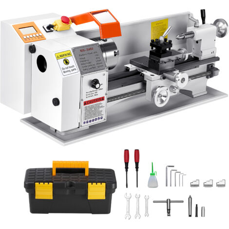 Mophorn Torno de Metal 220 x 450 mm, Velocidad Variable de hasta 2500 RPM, 1250 W, Torno de Banco con Alimentación Automática y Sistema de Roscado Electrónico (1/5)