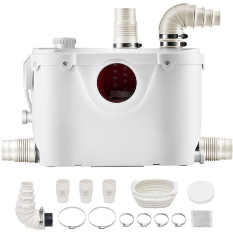 Mophorn Bomba trituradora de 500 W para inodoro con 4 entradas de agua, capacidad de 29 GPM, altura de bombeo de 8 m, ideal para la eliminación de aguas residuales de inodoros, lavabos y bañeras
