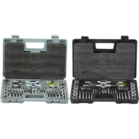 Mophorn Juego de machos y terrajas , 80 piezas, métricas y SAE, machos y terrajas de acero para cojinetes, herramienta de roscado esencial para roscas internas y externas, completo con accesorios y es