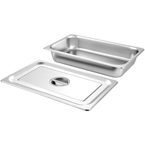 Mophorn Paquete de 4 sartenes para mesa de vapor, 20,9 x 12,8 x 3,9 pulgadas de profundidad, contenedores de alimentos de acero inoxidable de 13 litros de tamaño completo, bandejas de horno antiatasco