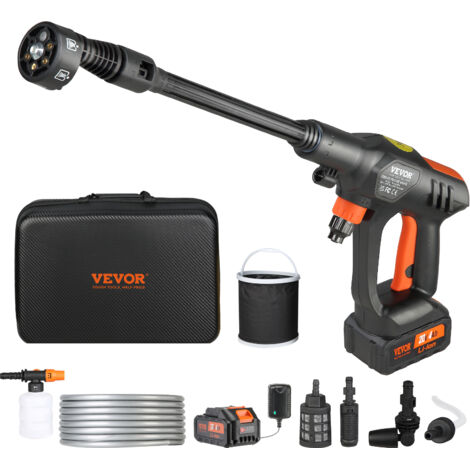 Mophorn Lavadora de Alta Presión con Batería Inalámbrica 21V Limpiador Portátil de Alta Potencia 652PSI 50bar Lavadora Electrica 4L/min Cargador de Batería de 4,0Ah para Limpieza de Patio, Jardín, Coc